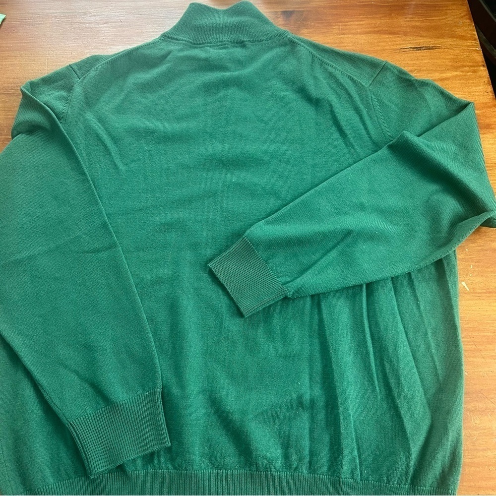 Belford Men 100% Extrafine Merino Wool. Size L Green Quarter zip St Patrick’s - Picture 7 of 10